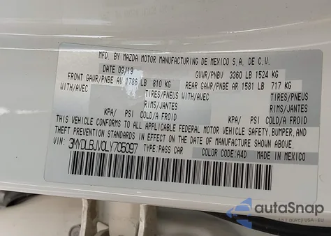 2020 Toyota Yaris Xle z USA, uszkodzony, nr VIN 3MYDLBJV0LY705097